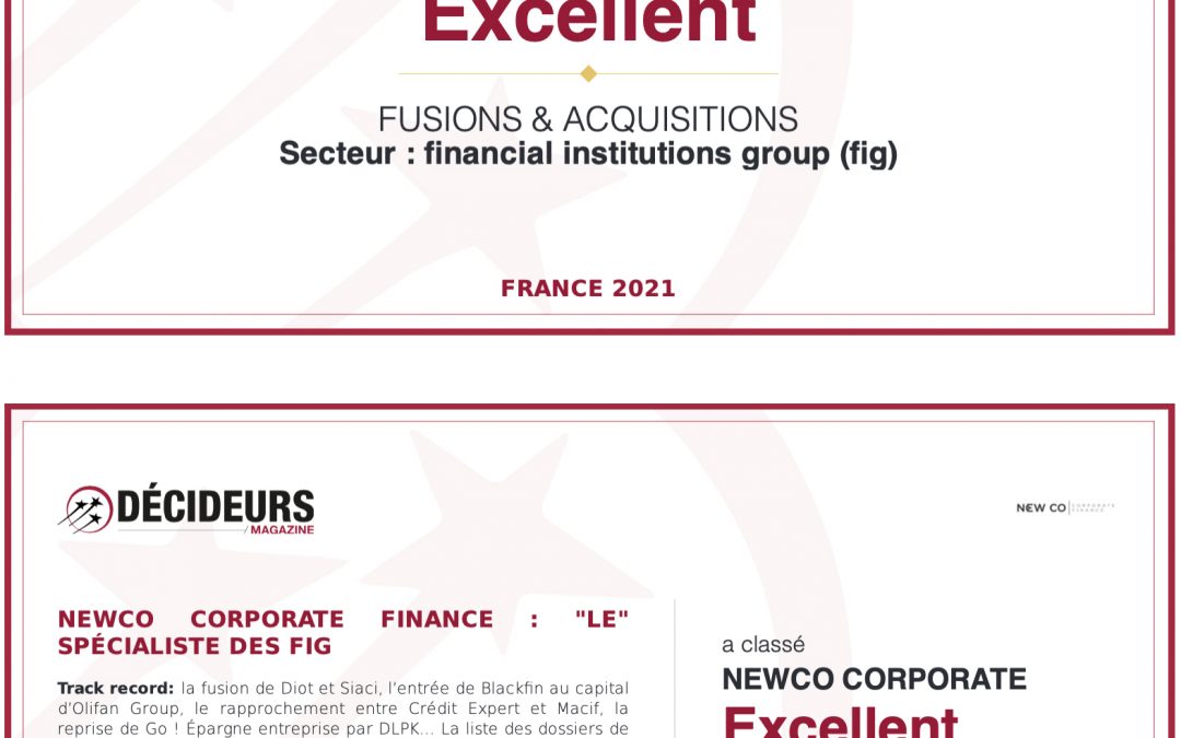 One year after its inception, NewCo Corporate Finance is ranked Excellent in the Leaders League ranking